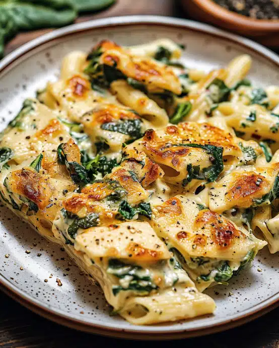 Frischkäse-Spinat-Hähnchen-Pasta