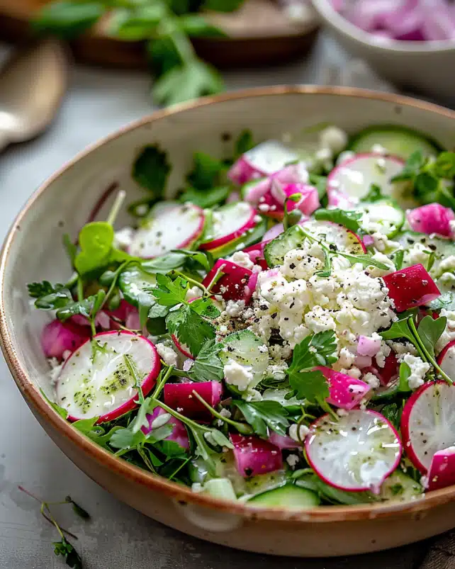 Leichter Frühlingssalat mit Radieschen & Joghurt-Dressing – frisch