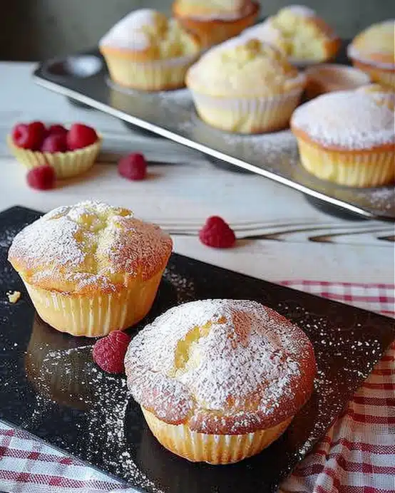 Quark Muffins mit Vanillepudding