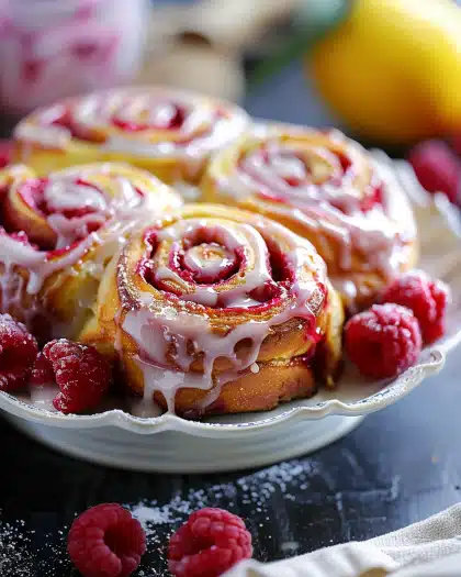 Himbeer-Zimtschnecken mit Zitronenglasur