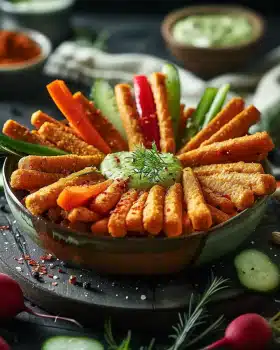 Vegane Gemüsesticks mit Avocado-Dip
