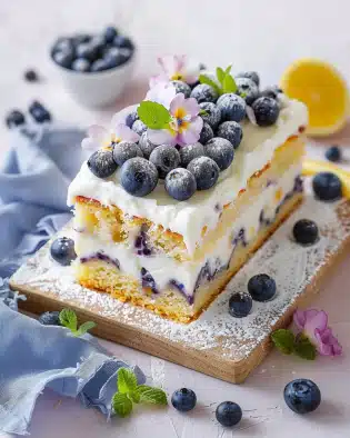 Leichter Joghurtkuchen mit Blaubeeren und Zitrone