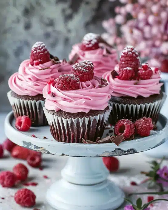 Himmlische Schokoladen-Himbeer-Cupcakes
