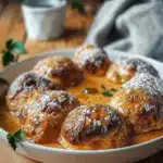 Hackbällchen in cremiger Paprikasoße 2 Hackbällchen in cremiger Paprikasoße