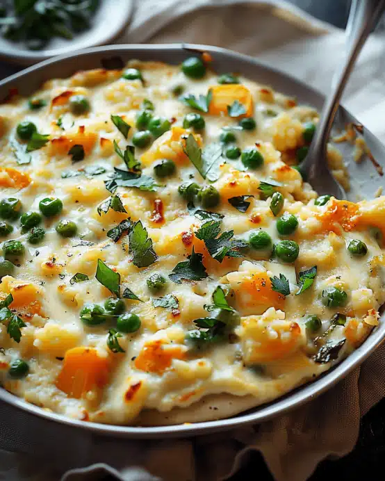 Reis mit Gemüse-Frischkäse-Sauce