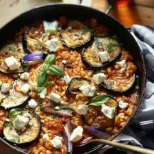 Auberginen-Reispfanne mit Feta