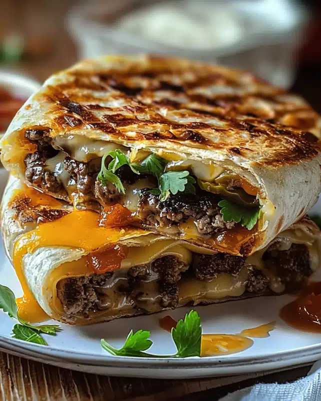 Gegrillte Cheeseburger-Wraps