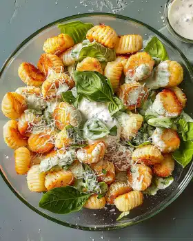 Knuspriger Gnocchi-Salat mit Joghurt-Dressing
