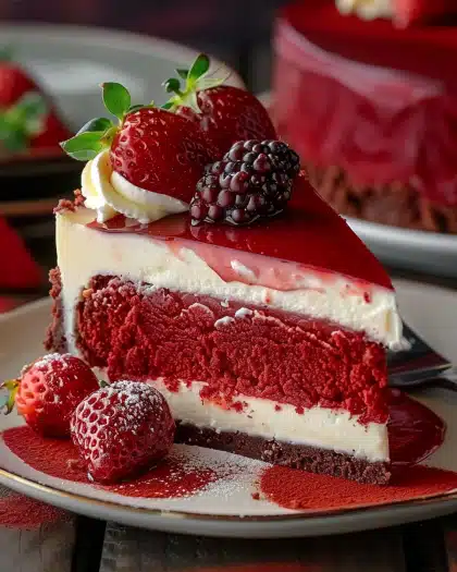 Red Velvet Strawberry Cheesecake