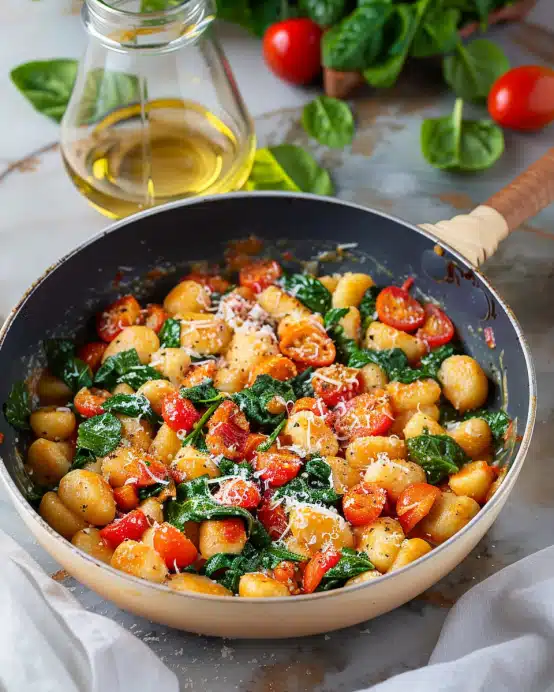 Gnocchi-Pfanne mit Spinat und Tomaten