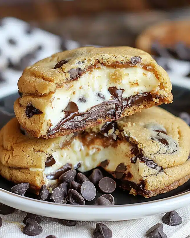 Cheesecake gefüllte Chocolate Chip Cookies – Köstlicher Genuss