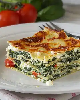 Spinat-Lasagne mit Feta und Tomaten