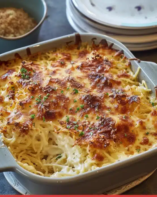 Baked Cream Cheese Spaghetti Casserole