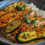 Paprika-Zucchini-Sahne-Hähnchen 2 Paprika-Zucchini-Sahne-Hähnchen