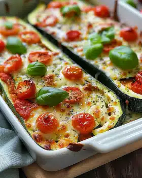 Gefüllte Zucchini mit Tomaten und Mozzarella