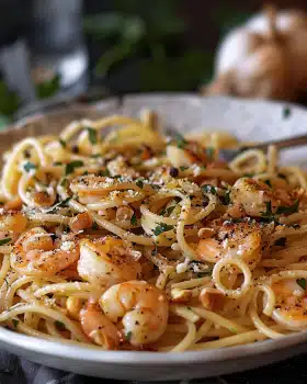 Pasta mit Garnelen und Knoblauch