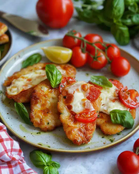 Hähnchenschnitzel Tomate-Mozzarella aus der Heißluftfritteuse