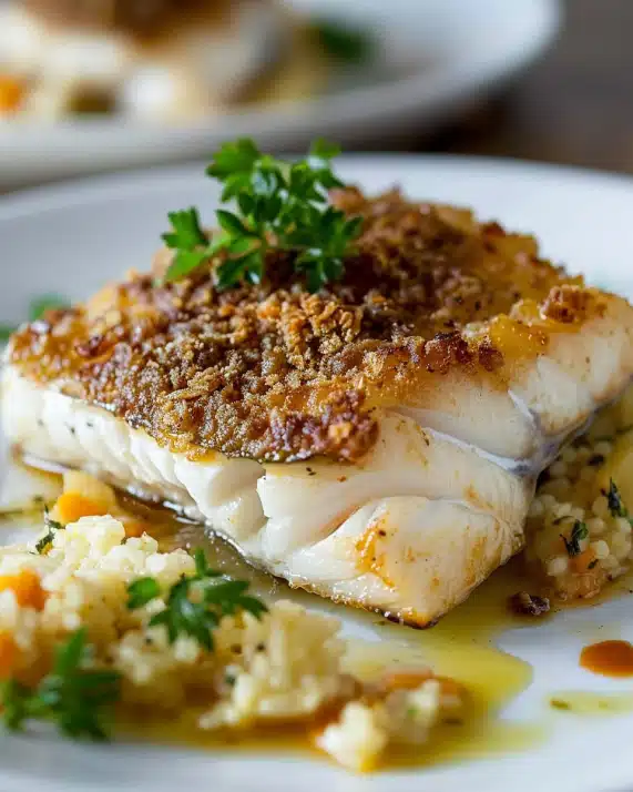 Überbackenes Fischfilet Bordelaise Art