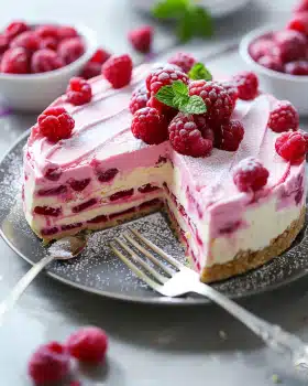 No-Bake Himbeer-Käsekuchen