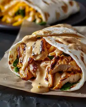 Cheesy Garlic Chicken Wraps