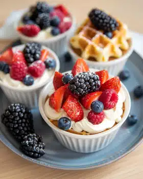 Obst-Dessert im Waffelbecher