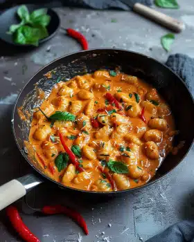 Paprika-Sahne-Hähnchen mit Gnocchi