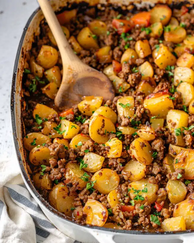 Rinderhackfleisch mit Kartoffeln