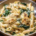 Frischkäse Spinat Hähnchen Pasta 2 Frischkäse Spinat Hähnchen Pasta