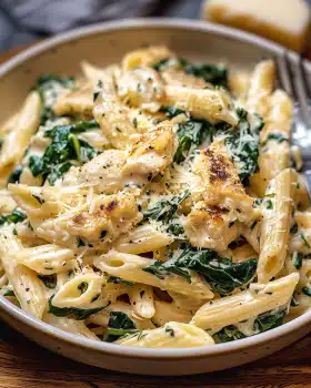 Frischkäse Spinat Hähnchen Pasta
