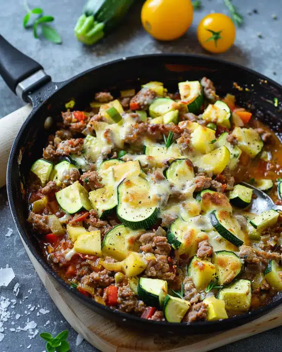 Schnelle Zucchini Hackfleisch Pfanne