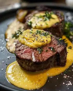 Filet Mignon mit cremiger Senfsauce und Parmesan genießen