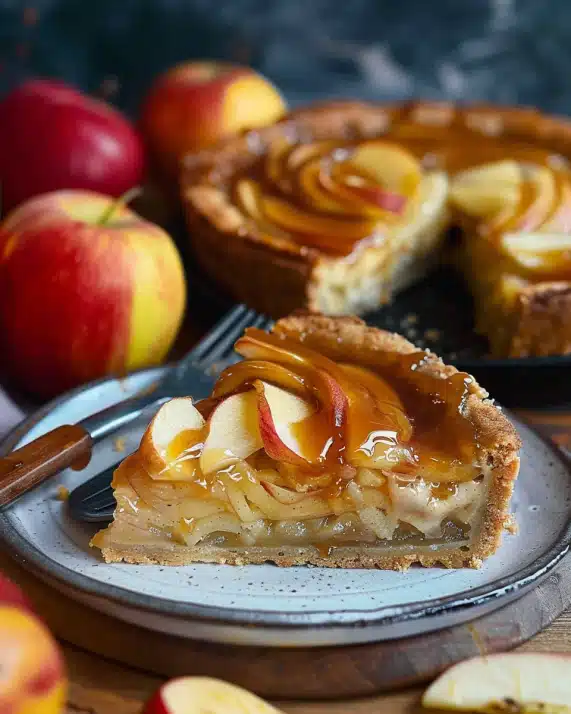 Apfel-Käsekuchen mit Karamell