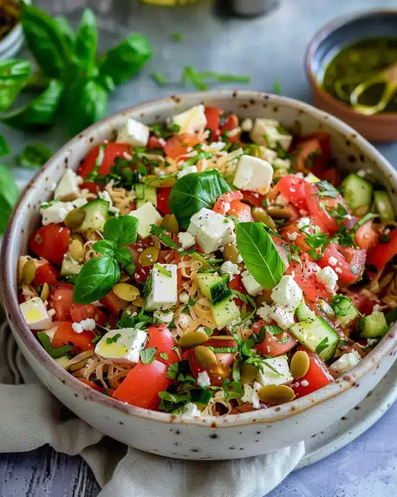 Kritharaki Salat mit Feta