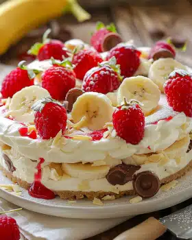 No Bake Banana Split Käsekuchen