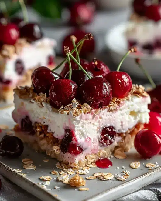 Cherry Bliss Frozen Yogurt Oatmeal Squares