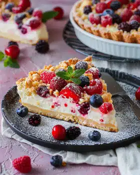 Quark-Streuselkuchen mit Beeren