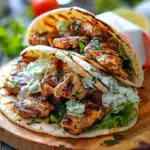 Mediterranes Hähnchen-Gyros mit Feta-Tzatziki
