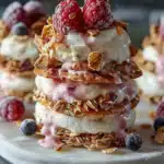 Einfache gefrorene Joghurt-Cereal-Milch-Sandwich-Runden 2 Einfache gefrorene Joghurt-Cereal-Milch-Sandwich-Runden