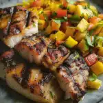 Gegrillter Heilbutt mit Mango-Salsa