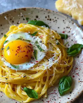 Spaghetti Nester mit Ei (Schnelles Rezept)