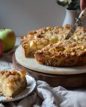 Apfelkuchen mit Vanillepudding und Streuseln