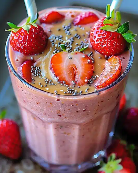 Erdbeer-Mandelbutter-Glücks-Smoothie