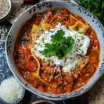 Lasagne-Suppe mit Linsen – Vegan